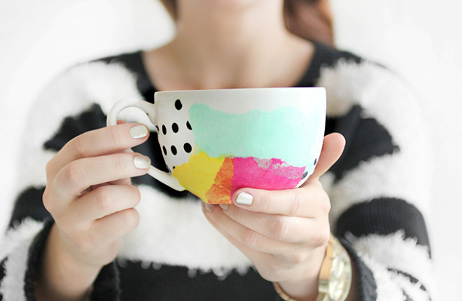 MY DIY | Tissue Paper Watercolor Mug