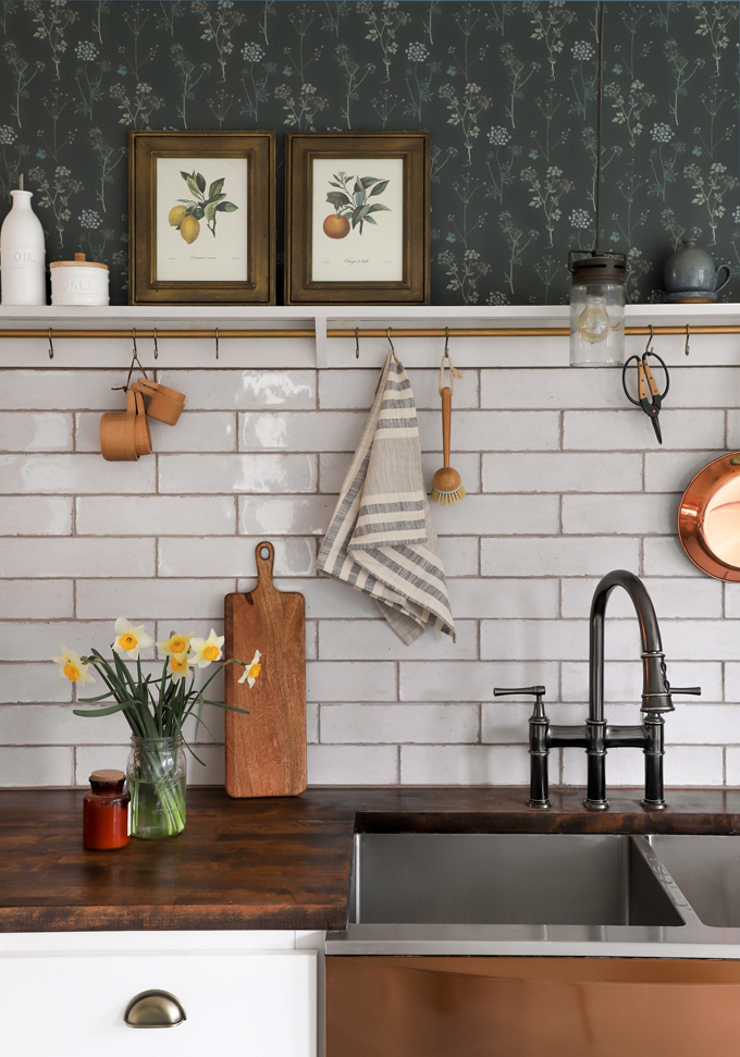 Charcoal Bungalow Kitchen | Lace Wallpaper - I SPY DIY