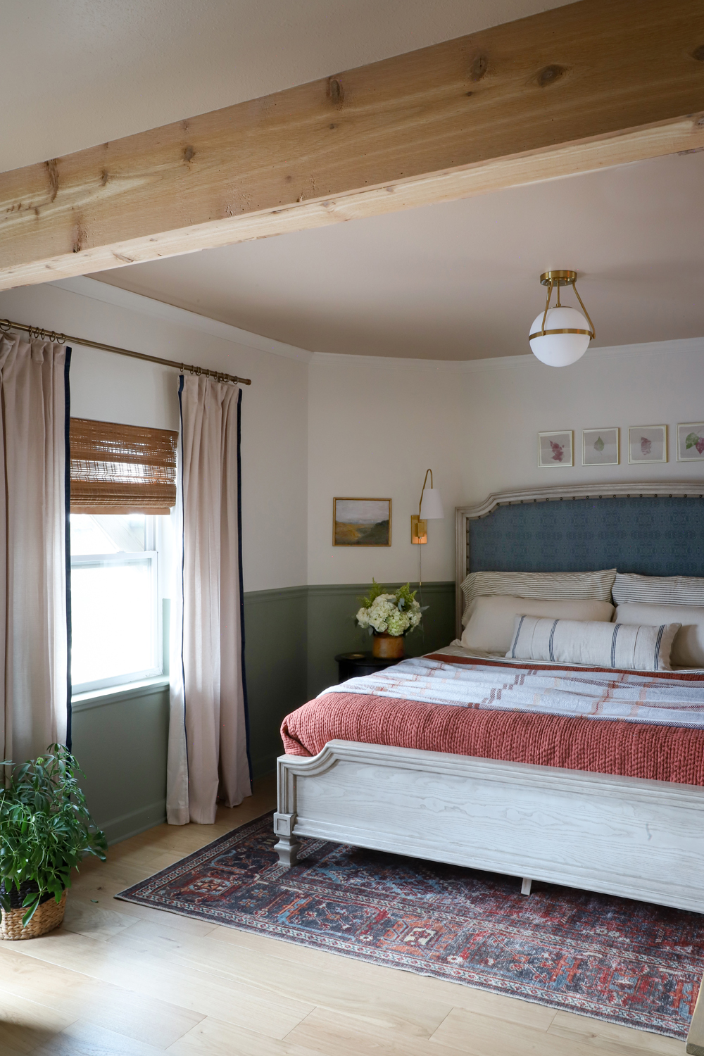 Beautiful, sunny primary bedroom from the show Makeover by Monday on the Magnolia Network. 