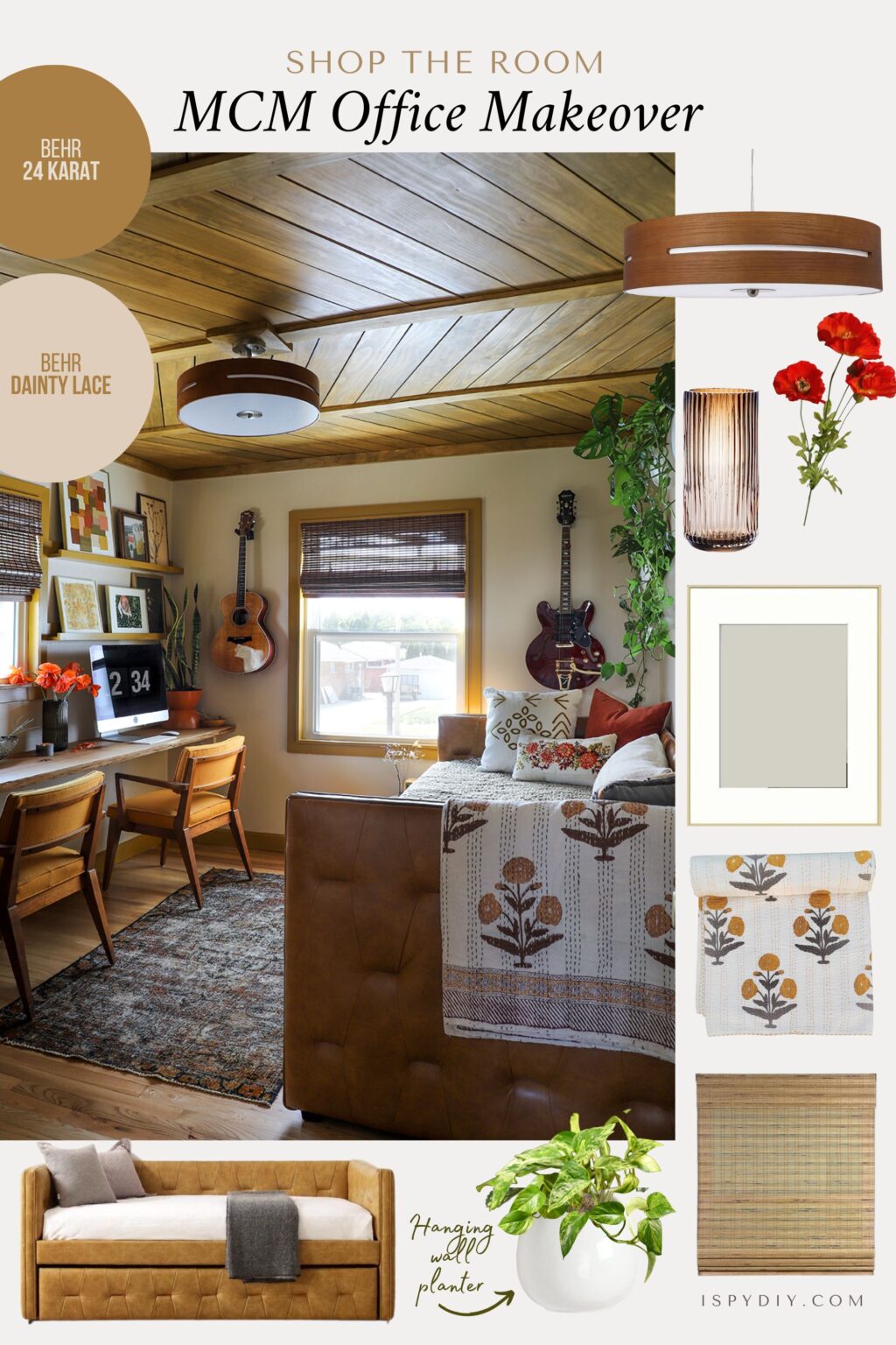 Makeover By Monday | Mid-Century Modern Style Office with DIY Chevron ...