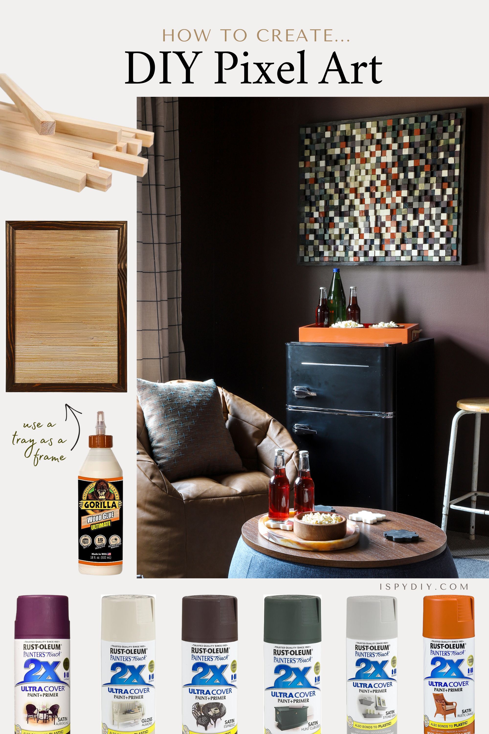 DIY Abstract Pixel Art | As Seen on Makeover by Monday - I SPY DIY